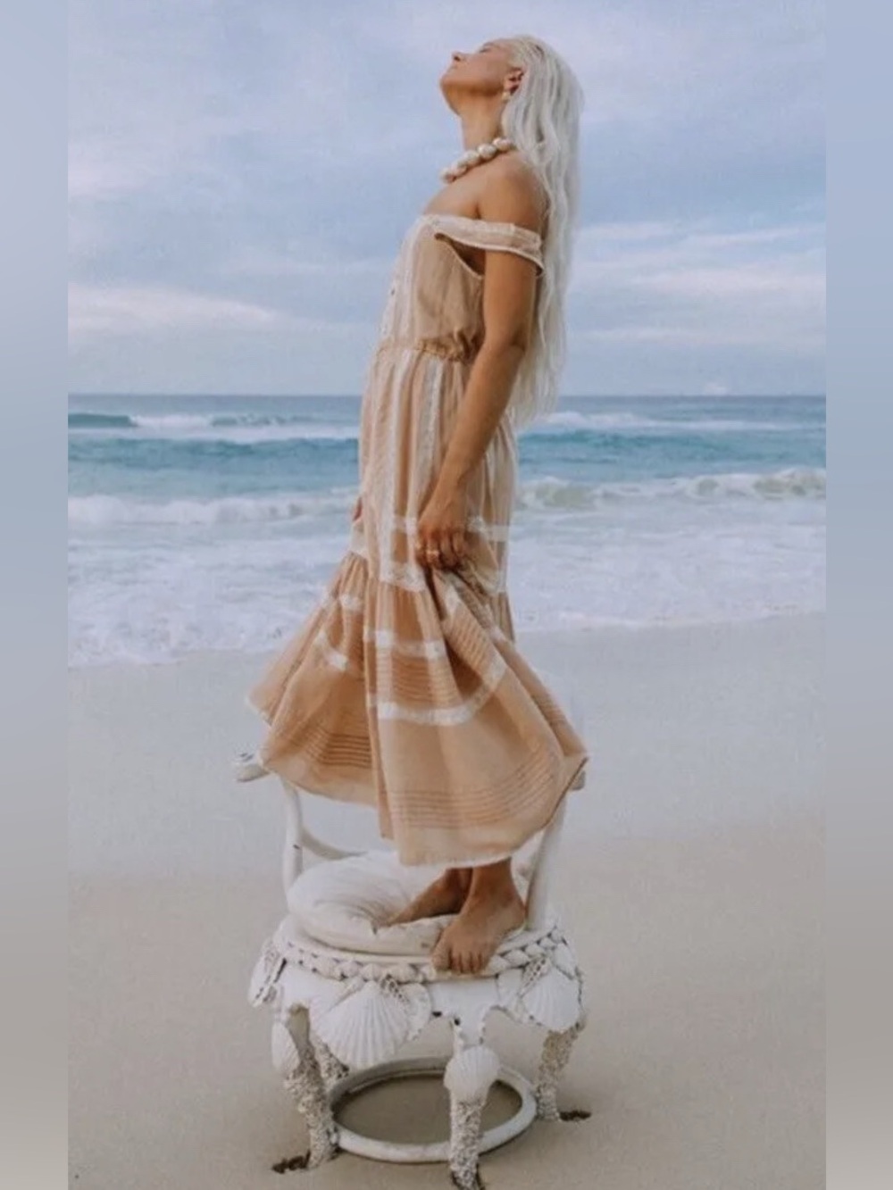 Spell & The Gypsy Collective Cinder Midi Dress Nude XS EUC